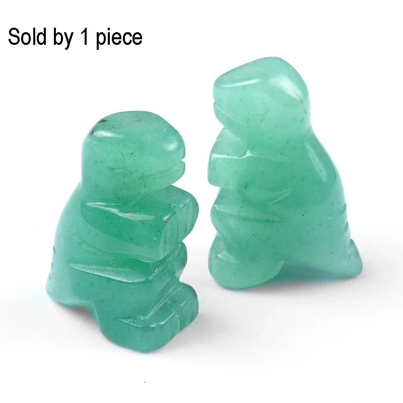 Mini Size Natural Chakra Semi-Precious Stone Dinosaur Home Decor Quartz Amethyst Crystal Reiki Healing Animal Figurine Ornaments