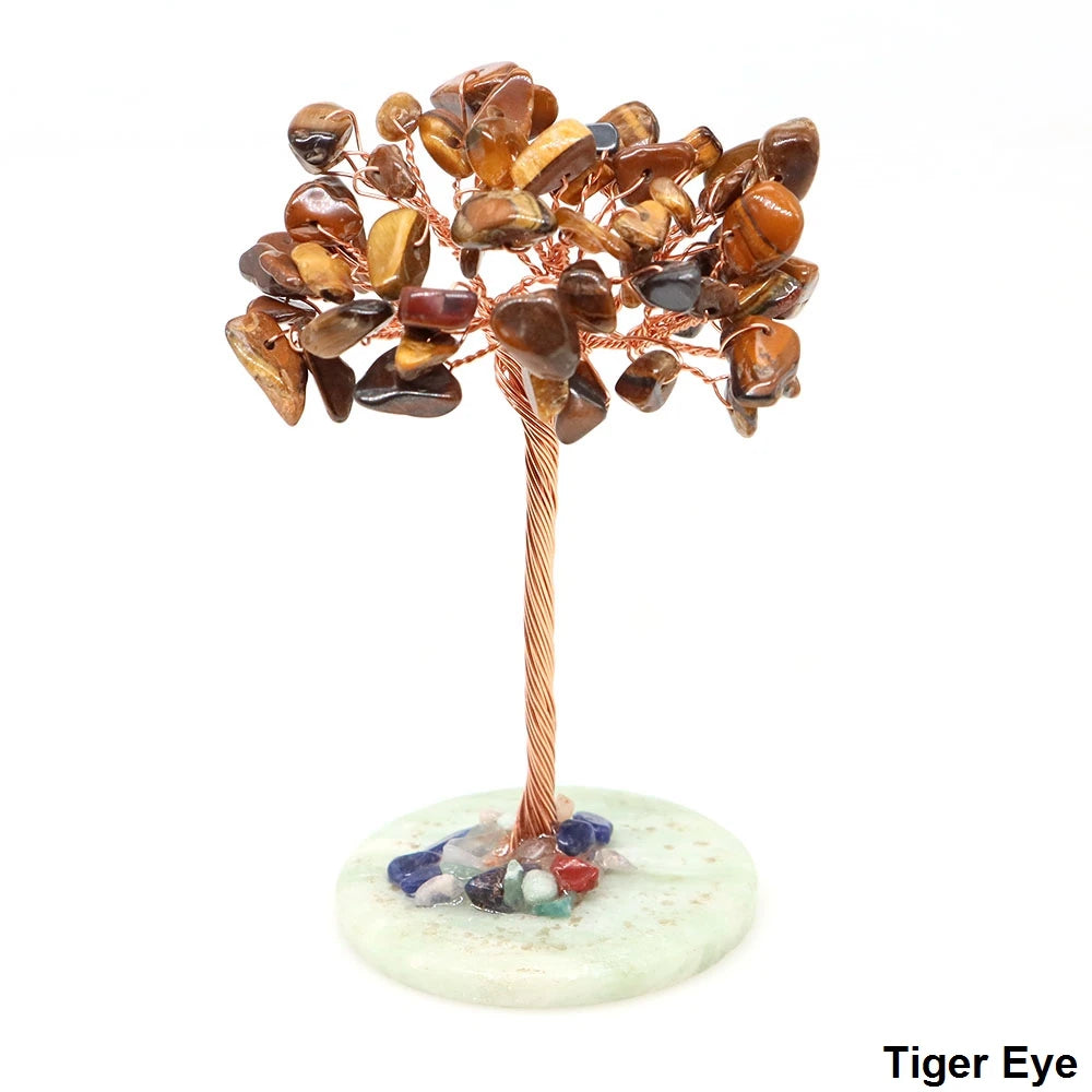 Crystal Money Tree Natural Stone Base Healing Quartz Gemstones Copper Wire Wrapped Plant Crafts Feng Shui Home Decor Lucky Gifts