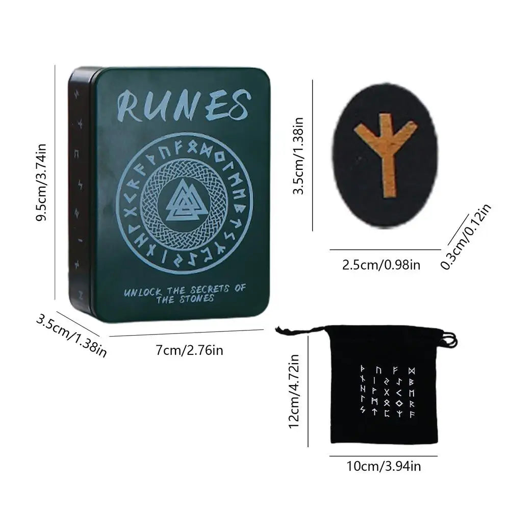 Witches Runes Set Altar Divination Tools with Manual and Storage Bag 25Pcs Wood Runes Altar Runes for Beginners Board Game