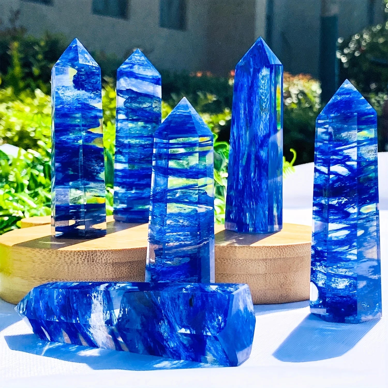 Clear Blue Smelt Quartz Tower, Blue Smelting Crystal Obelisk, Crystal Quartz Tower/Wand, Crystal Chakra Gemstone Tower C399