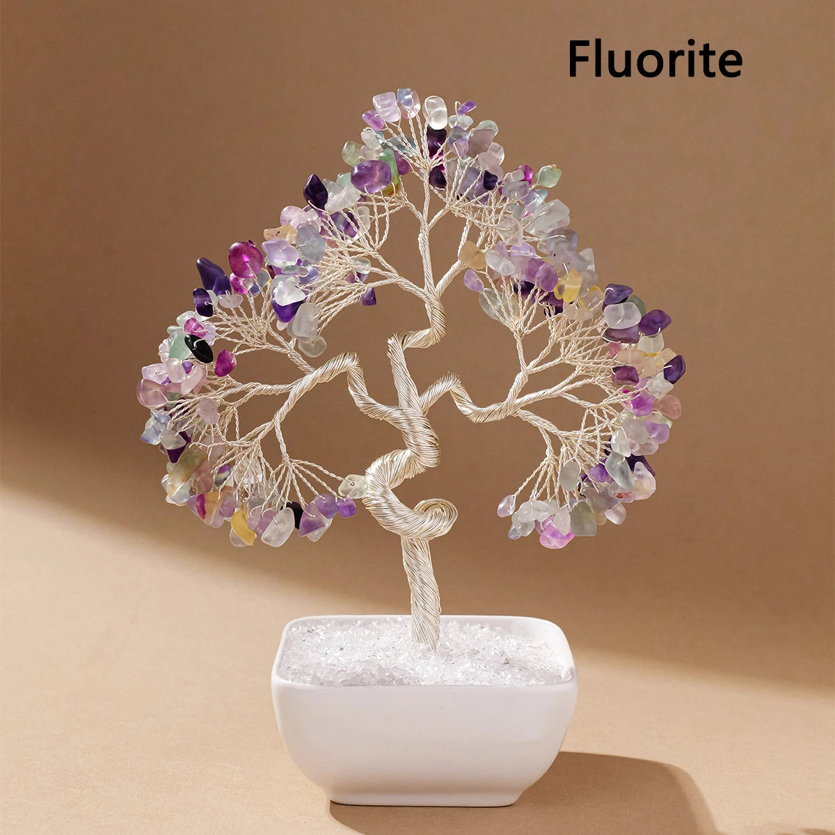 1PC Crystal Tree Natural Gemstone Bonsai with Copper Wire Vibrant Hand Crafted Home Decor Perfect Gift Christmas Halloween