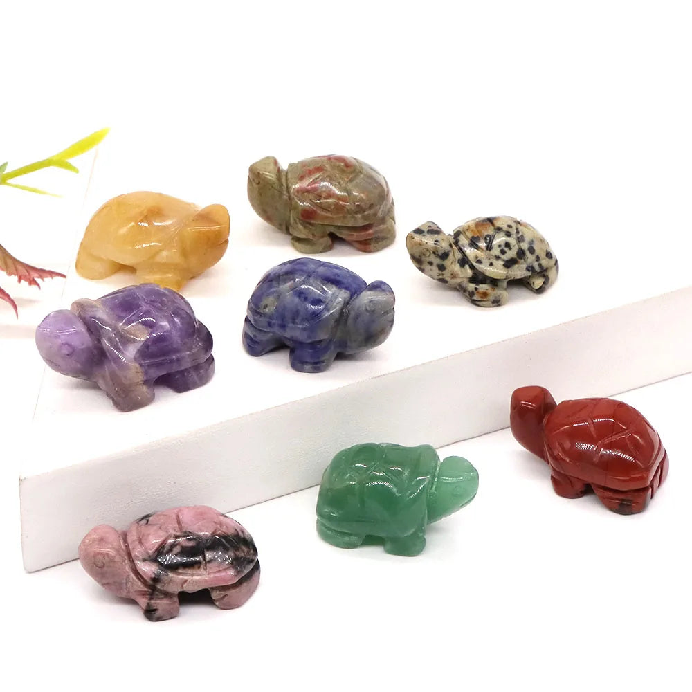1.2" Turtle Tortoise Statue Natural Amethyst Stone Carved Reiki Healing Crystal Animal Figurine Crafts Home Decoration Wholesale