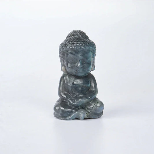 Hand-Carved Bady Buddha Mini Figurine Stone Rose Quartz Crystal Craft Gemstone Statue Healing Feng Shui Religion Home Ornament