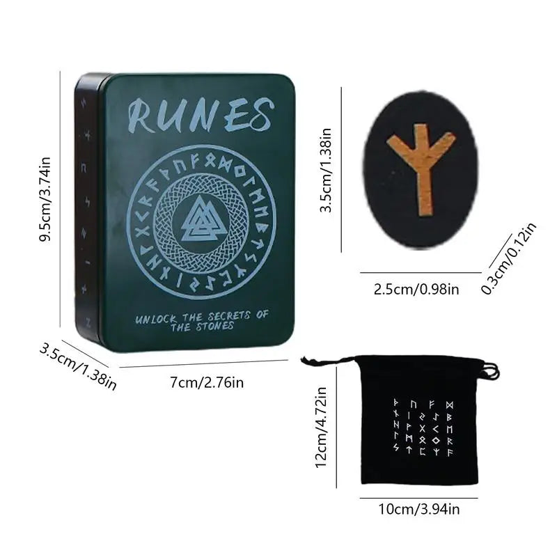 Witches Runes Set Altar Divination Tools with Manual and Storage Bag 25Pcs Wood Runes Altar Runes for Beginners Board Game