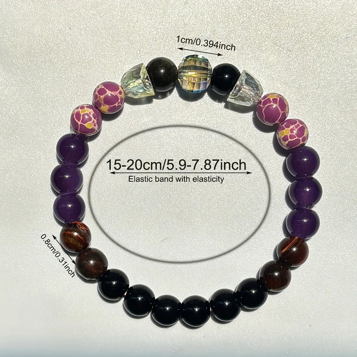 Red Tiger Eye Stone Imperial Jasper and Artificial Crystals Handmade Beaded Bracelet Men Women Homeopathic Energy Balancing Stre
