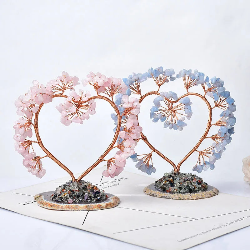 Natural Crystal Amethyst Lucky Tree Love Handmade Gemstone Decoration Agate Slices Stone Mineral Ornaments Office Decor Gift