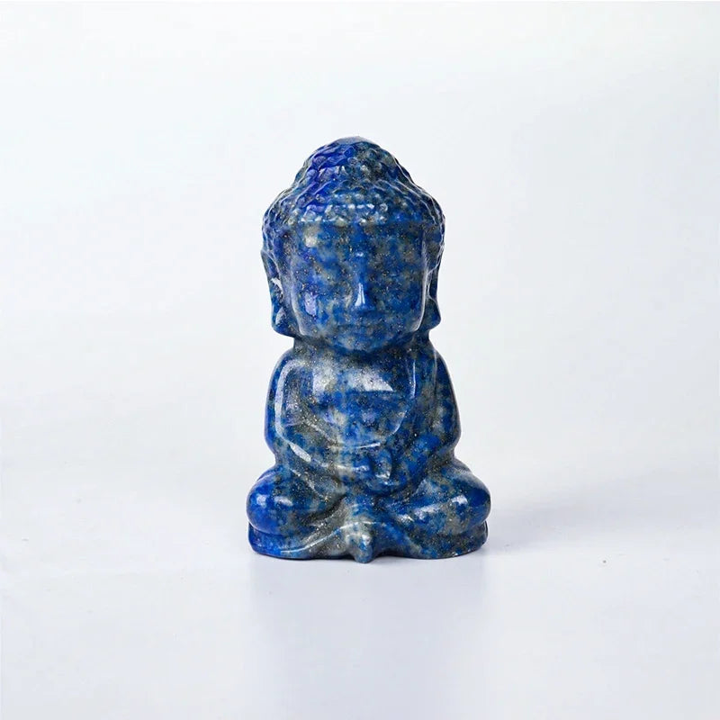 Hand-Carved Bady Buddha Mini Figurine Stone Rose Quartz Crystal Craft Gemstone Statue Healing Feng Shui Religion Home Ornament