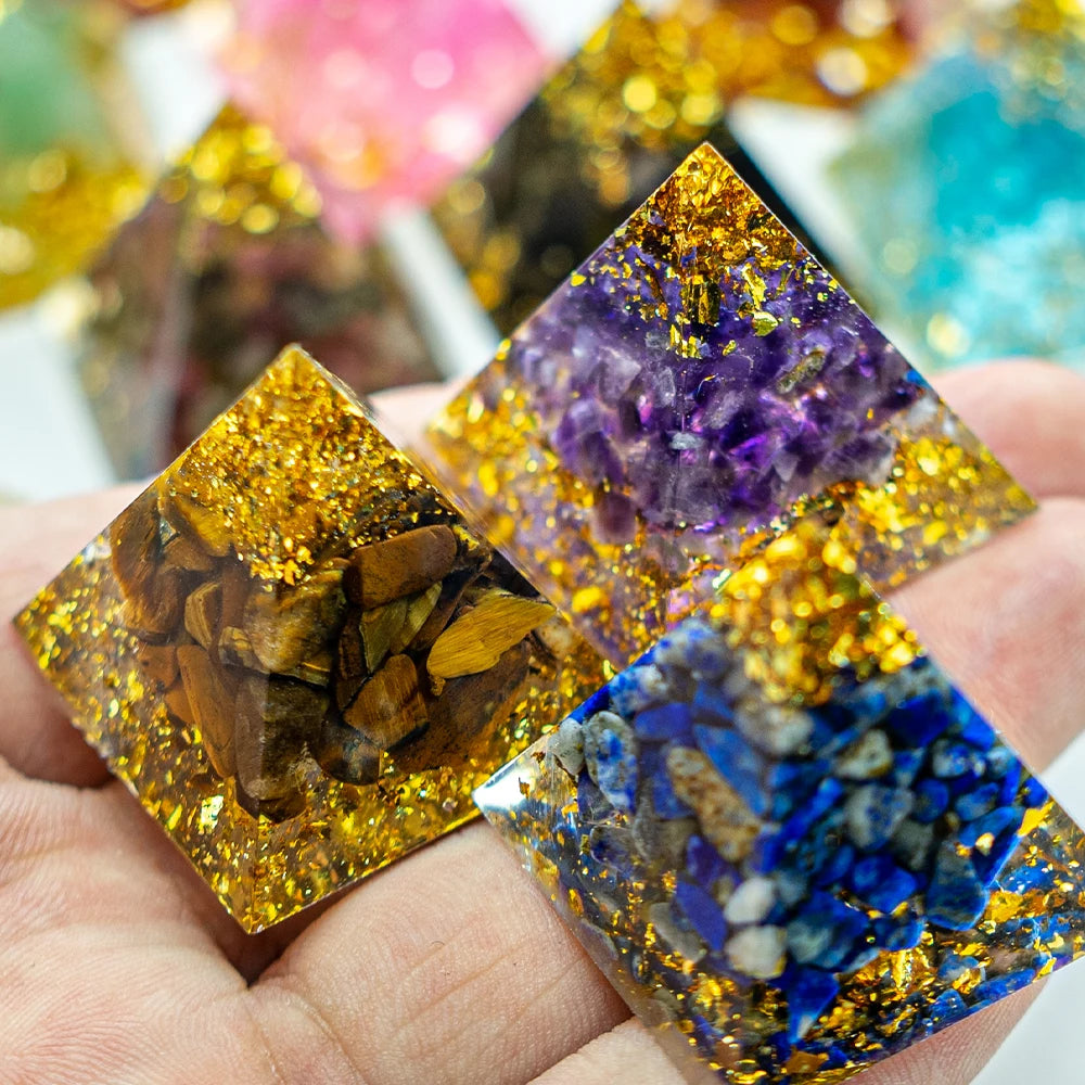 Natural Crystal Reiki Healing Crystal Pyramid Energy Chakra Resin Generator Quartz Amethyst Meditation Tool Home Decor