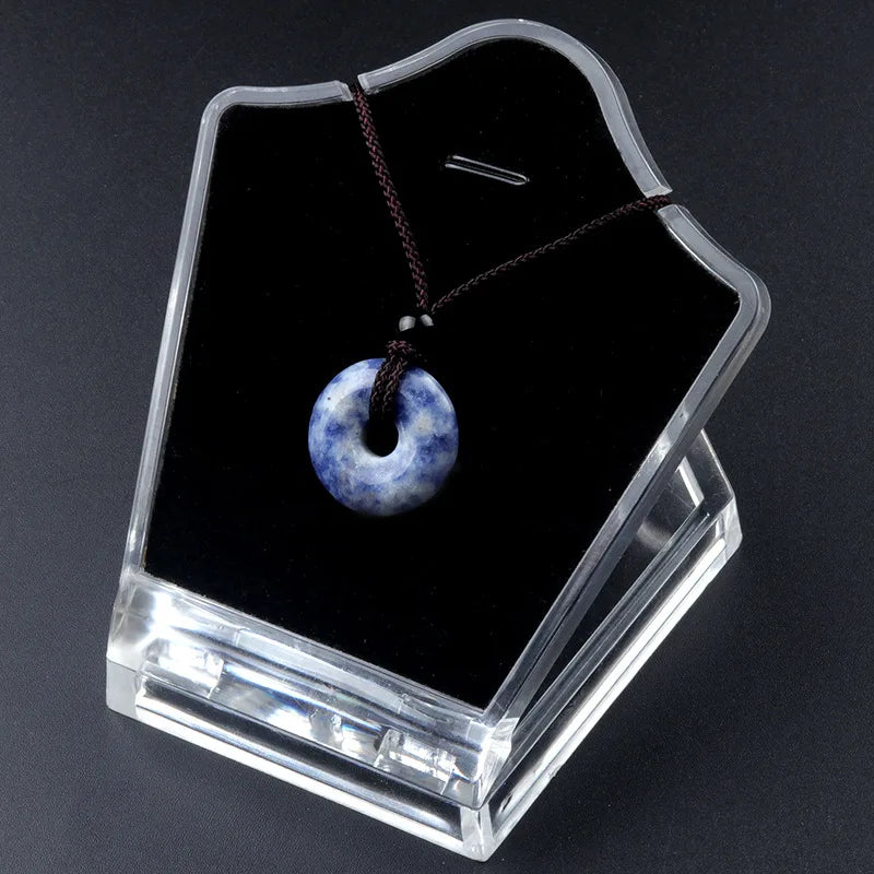 20Mm Circle Donut Healing Crystals Necklace Natural Chakra Gemstone Stone Amulet Lucky Coin Donuts Charm Protection Quartz Agate
