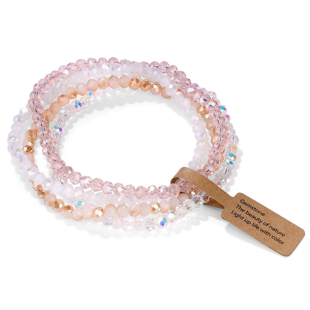 4Pcs/Set Shinning Crystal Beads Elastic Bracelet Bohemian Faceted Colorful Crystal Glass Beaded Bracelet Bangles Set for Women