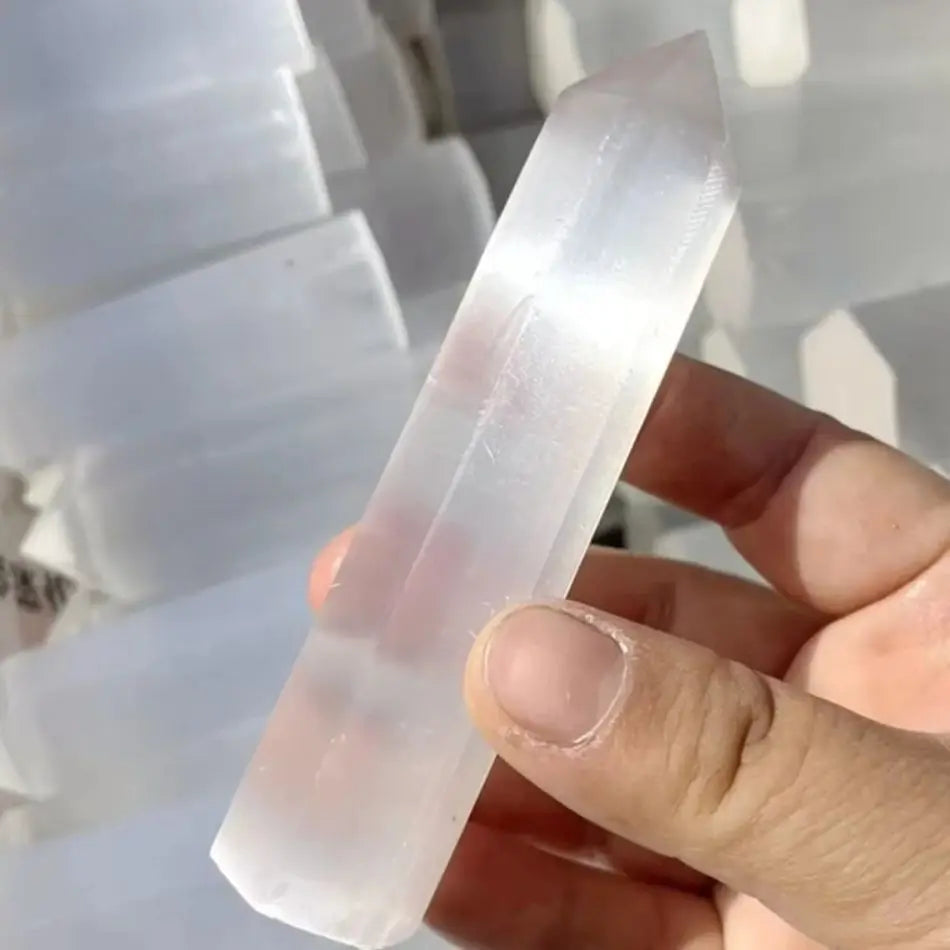 Natural Selenite Tower Crystal Quartz Point Reiki Healing Hexagonal Prisms Obelisk Wand Chakra Gemstones Gypsum Room Decoration