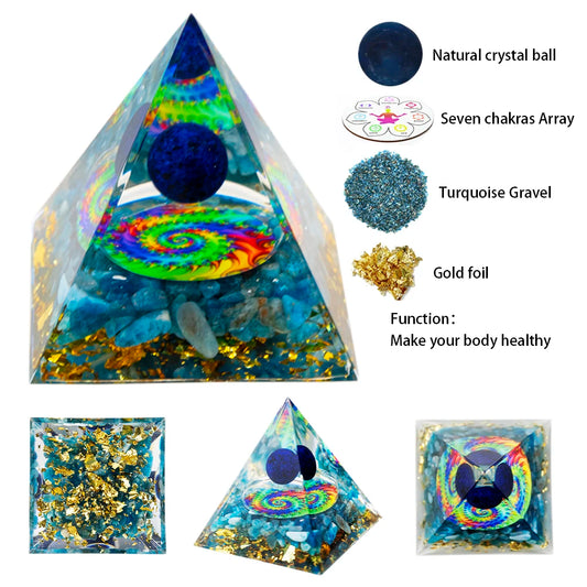 5Cm/2Inch Orgone Pyramid the Zodiac Pyramid Chakra Energy Healing Crystal Pyramid for Health Lucky Success Home Decor Gift