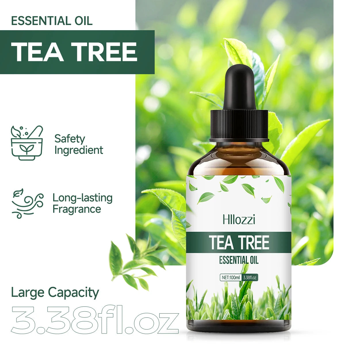 30Ml/60Ml/100Ml Plant 100% Pure Tea Tree Body Care Essential Oil Lasting Light Fragrance Suitable for Face, Skin and Body