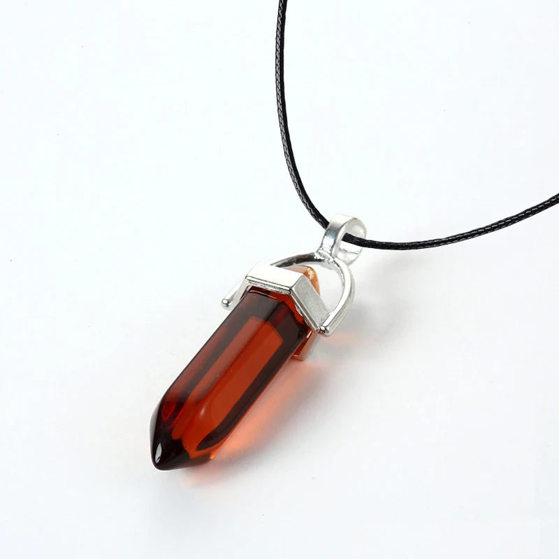 2025 Hexagonal Column Quartz Necklaces Turquoises Pink Crystal Pendent Necklace for Women Chain Natural Stone Choker Jewelry