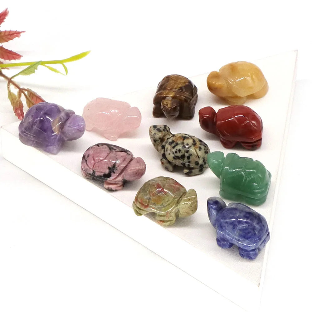 1.2" Turtle Tortoise Statue Natural Amethyst Stone Carved Reiki Healing Crystal Animal Figurine Crafts Home Decoration Wholesale