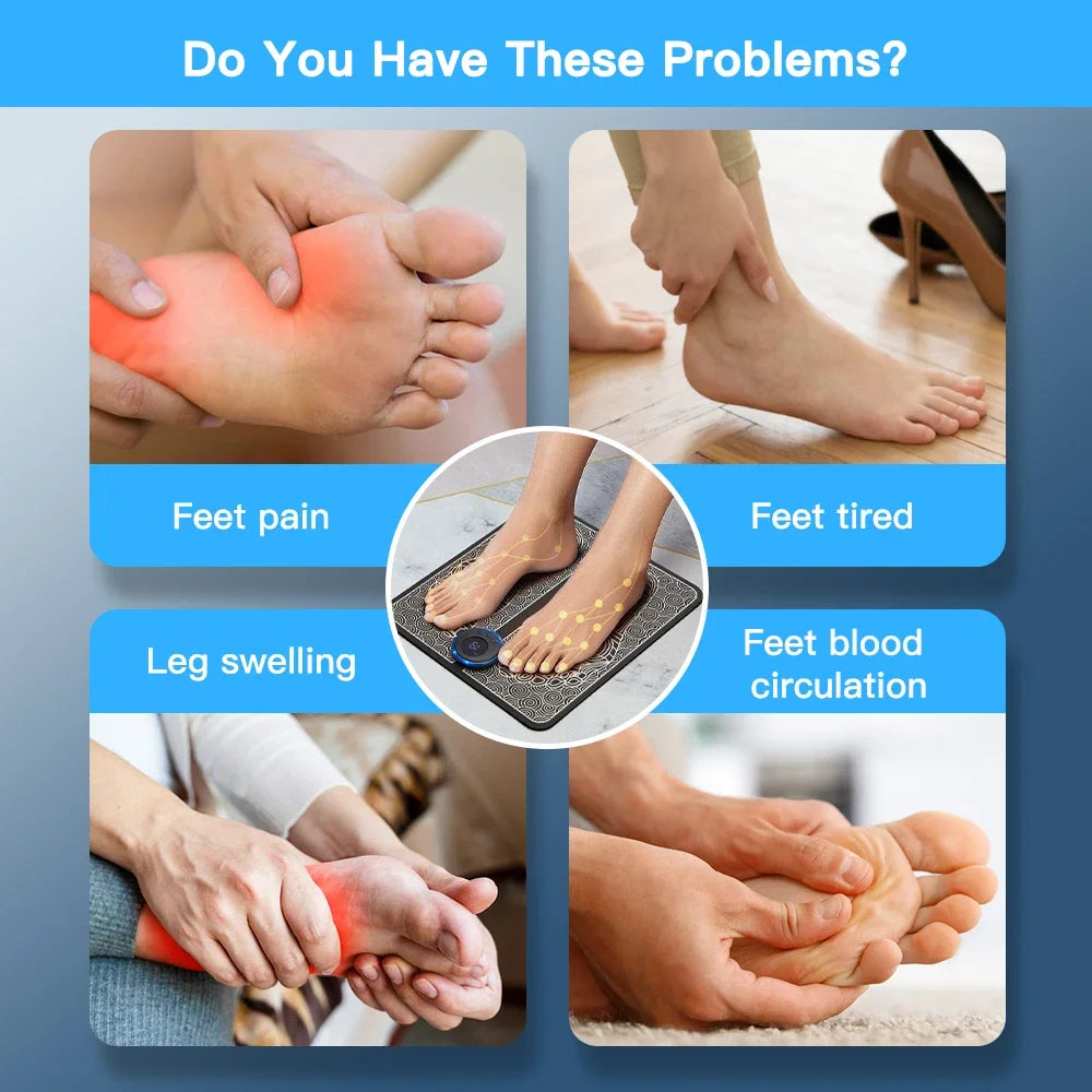 EMS Foot Massager Relaxation Pads Electric Massage Tool to Relieve Sore Feet Leg Cramps Ankle Sprain Swollen Feet Care
