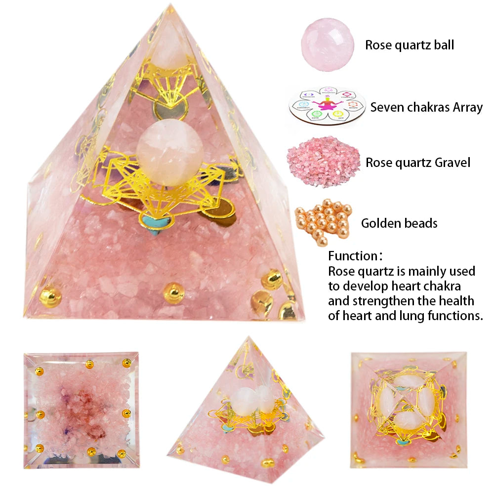 5Cm/2Inch Orgone Pyramid the Zodiac Pyramid Chakra Energy Healing Crystal Pyramid for Health Lucky Success Home Decor Gift