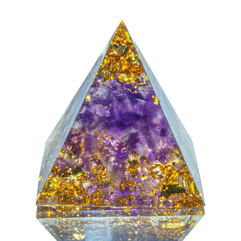 Natural Crystal Reiki Healing Crystal Pyramid Energy Chakra Resin Generator Quartz Amethyst Meditation Tool Home Decor