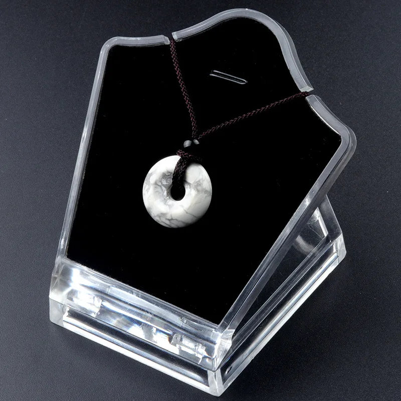 20Mm Circle Donut Healing Crystals Necklace Natural Chakra Gemstone Stone Amulet Lucky Coin Donuts Charm Protection Quartz Agate