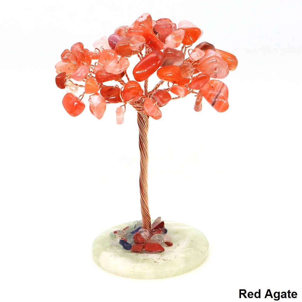 Crystal Money Tree Natural Stone Base Healing Quartz Gemstones Copper Wire Wrapped Plant Crafts Feng Shui Home Decor Lucky Gifts