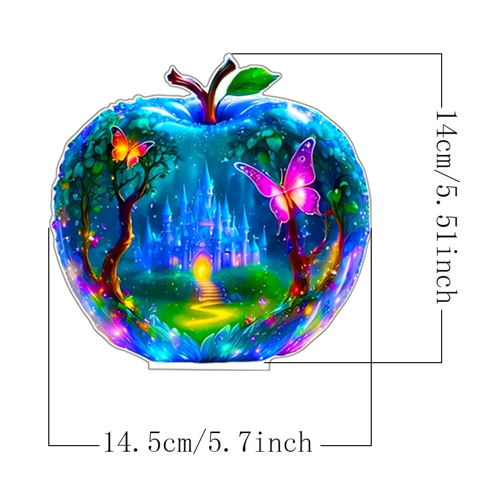 2D Crystal Apple Figurine Paperweight, Clear Apple Collectible Figurines Crafts, Home Office Handmade Statue Ornament Decoration