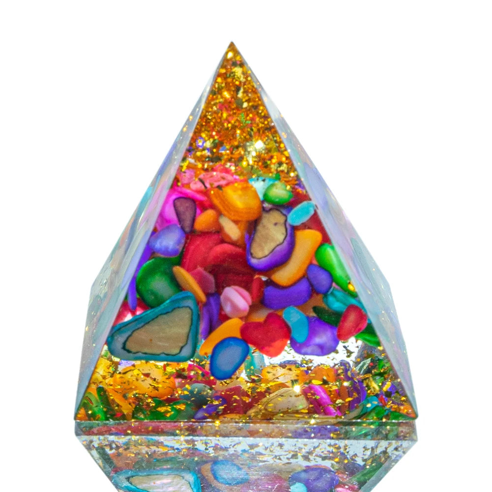 Natural Crystal Reiki Healing Crystal Pyramid Energy Chakra Resin Generator Quartz Amethyst Meditation Tool Home Decor