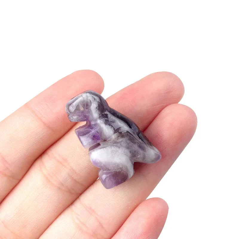 Mini Size Natural Chakra Semi-Precious Stone Dinosaur Home Decor Quartz Amethyst Crystal Reiki Healing Animal Figurine Ornaments