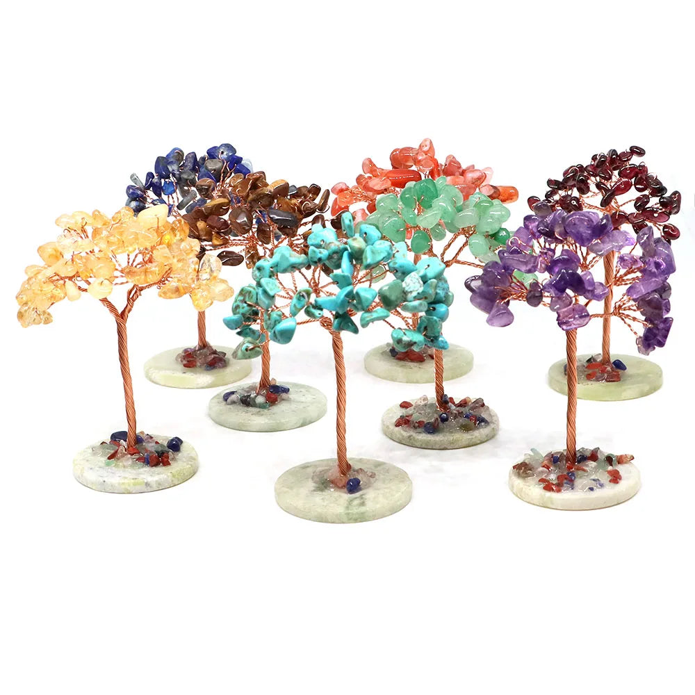 Crystal Money Tree Natural Stone Base Healing Quartz Gemstones Copper Wire Wrapped Plant Crafts Feng Shui Home Decor Lucky Gifts