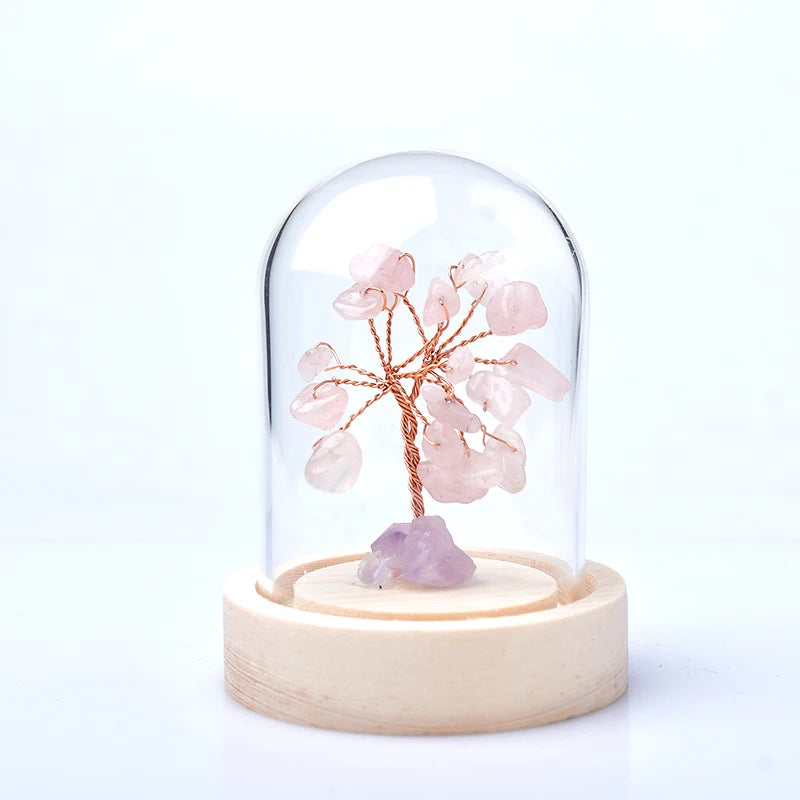 Natural Crystal Tree Amethyst Rose Quartz Olivine Lucky Tree Decor Agate Slices Gravle Stone Mineral Ornaments Home Decor Gifts