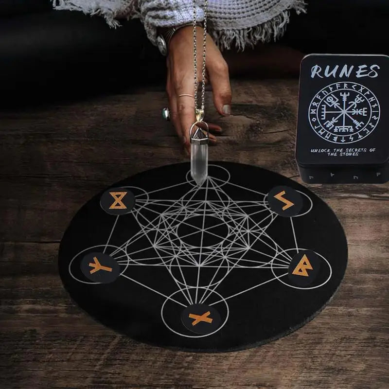 Witches Runes Set Altar Divination Tools with Manual and Storage Bag 25Pcs Wood Runes Altar Runes for Beginners Board Game