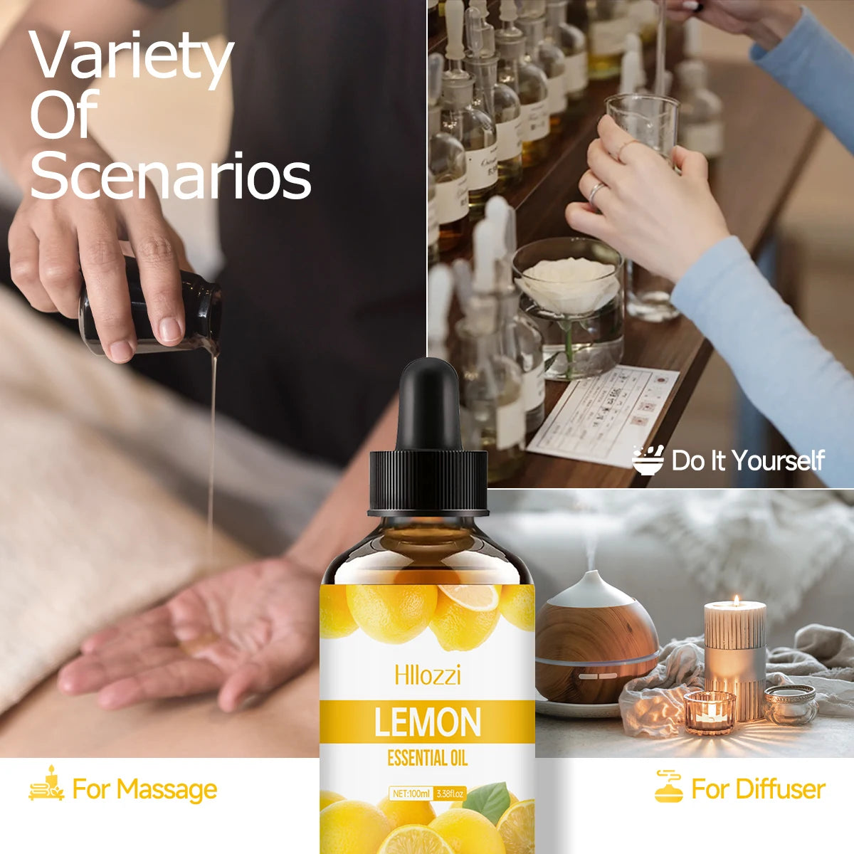 Lemon Essential Oil for Humidifiers, Aromatherapy Machines, Massage, Skin Care, Body Care, Suitable for All Skin Types
