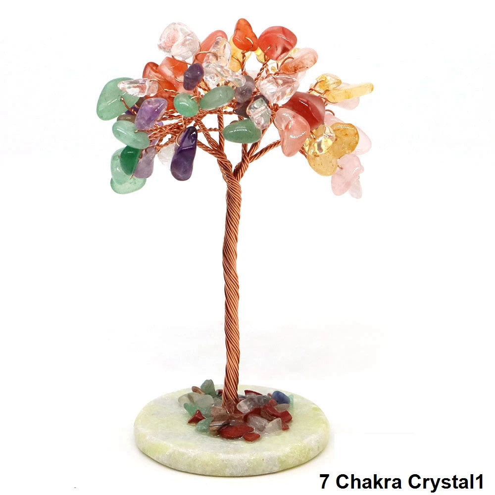 Crystal Money Tree Natural Stone Base Healing Quartz Gemstones Copper Wire Wrapped Plant Crafts Feng Shui Home Decor Lucky Gifts