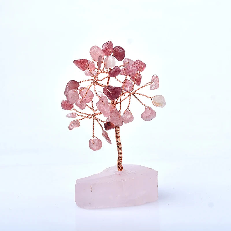 Natural Crystal Tree Amethyst Rose Quartz Olivine Lucky Tree Decor Agate Slices Gravle Stone Mineral Ornaments Home Decor Gifts