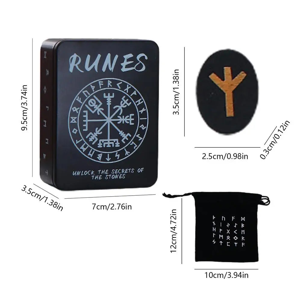 Witches Runes Set Altar Divination Tools with Manual and Storage Bag 25Pcs Wood Runes Altar Runes for Beginners Board Game