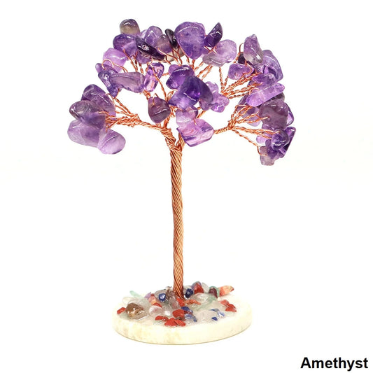 Crystal Money Tree Natural Stone Base Healing Quartz Gemstones Copper Wire Wrapped Plant Crafts Feng Shui Home Decor Lucky Gifts