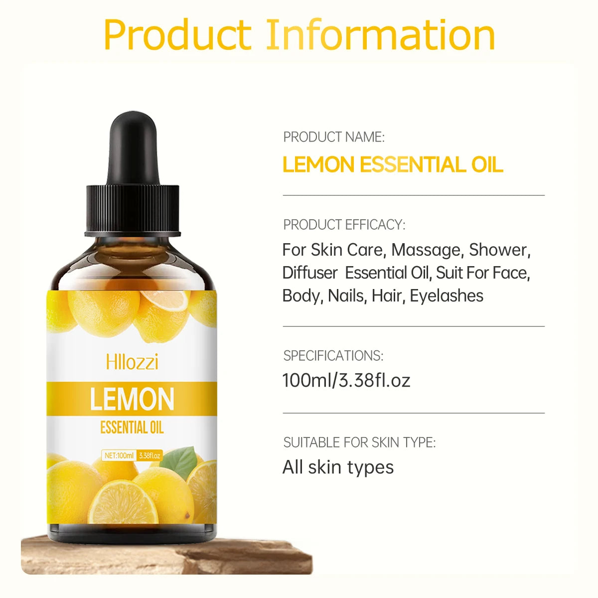 Lemon Essential Oil for Humidifiers, Aromatherapy Machines, Massage, Skin Care, Body Care, Suitable for All Skin Types