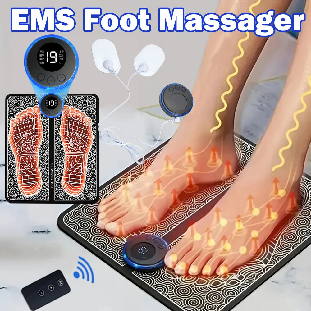 EMS Foot Massager Relaxation Pads Electric Massage Tool to Relieve Sore Feet Leg Cramps Ankle Sprain Swollen Feet Care
