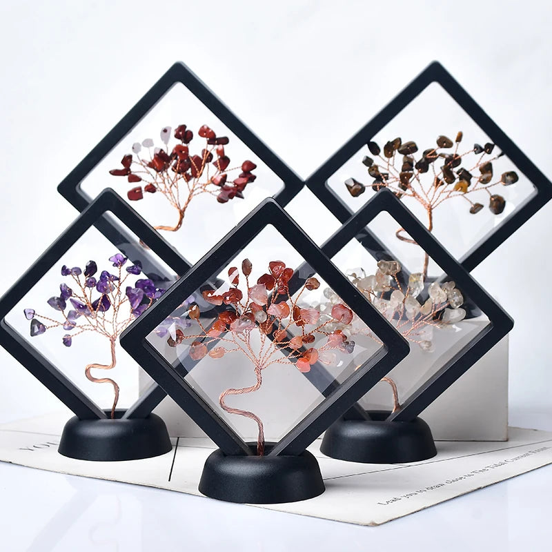 Natural Crystal Quartz Tree of Life Gravel Specimen Reiki Healing Home Decoration Ornaments Lucky Tree DIY Gifts Souvenir Gift