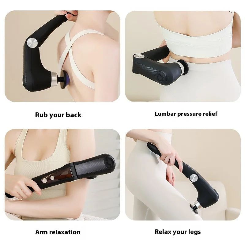 Fascia Gun Massage with Hot and Cold Heads Adjustable Angles Portable Percussion Back Massager for Muscle Neck Body Fitness