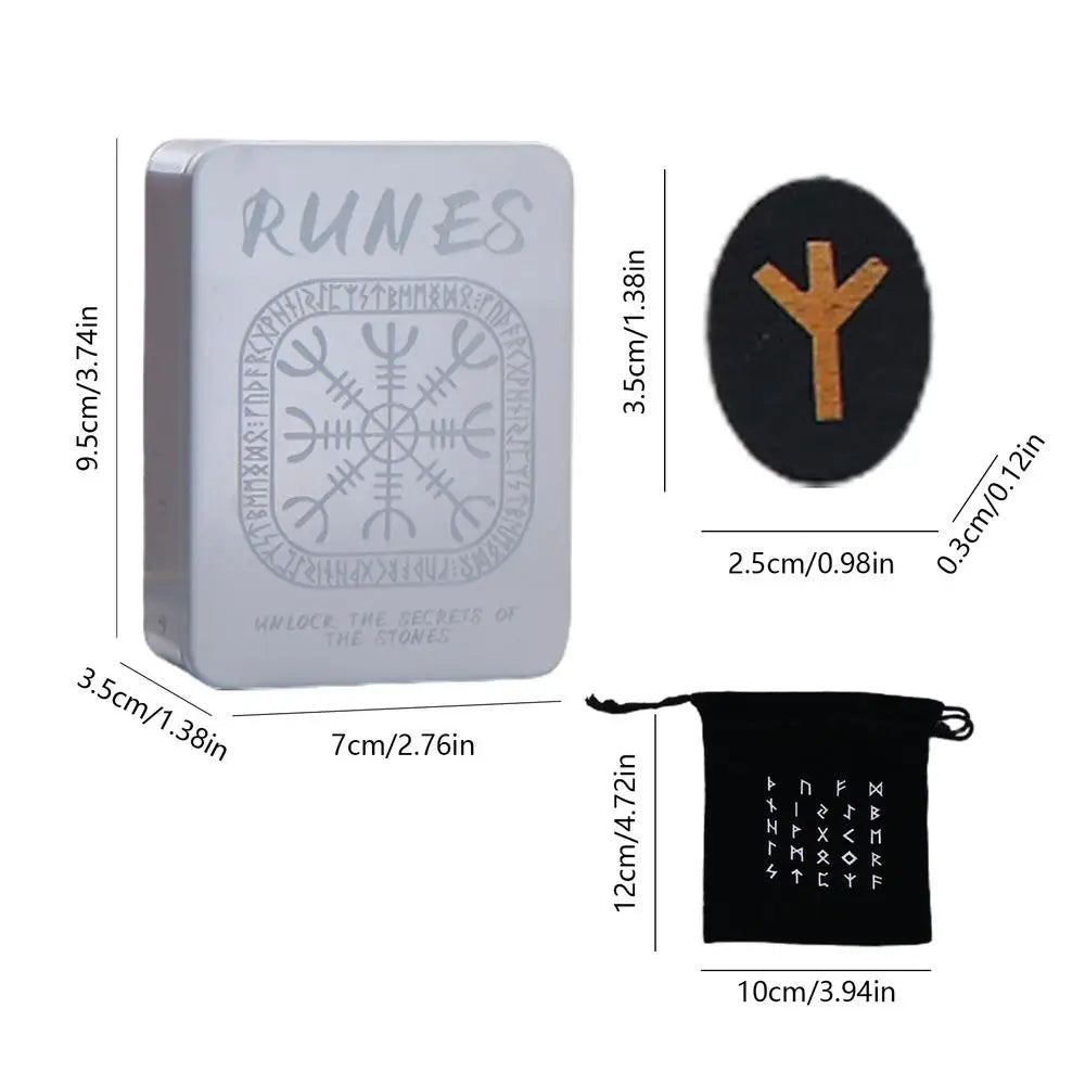 Witches Runes Set Altar Divination Tools with Manual and Storage Bag 25Pcs Wood Runes Altar Runes for Beginners Board Game