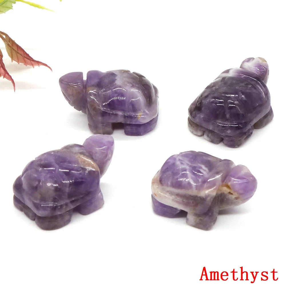 1.2" Turtle Tortoise Statue Natural Amethyst Stone Carved Reiki Healing Crystal Animal Figurine Crafts Home Decoration Wholesale