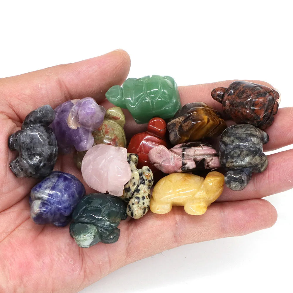 1.2" Turtle Tortoise Statue Natural Amethyst Stone Carved Reiki Healing Crystal Animal Figurine Crafts Home Decoration Wholesale