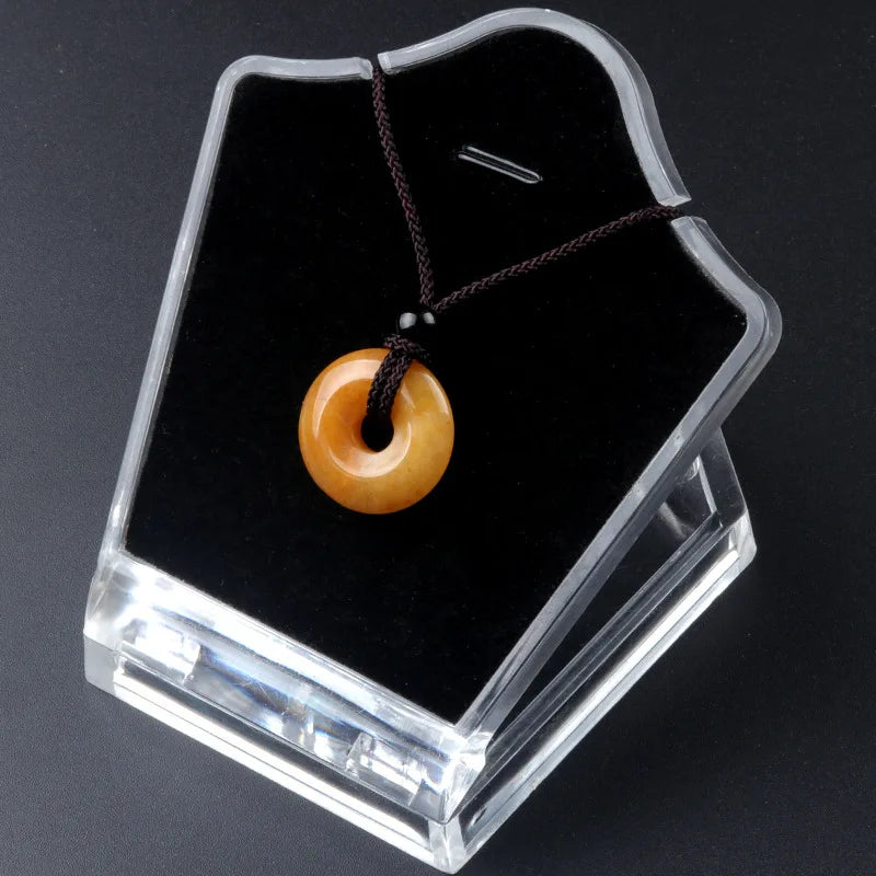 20Mm Circle Donut Healing Crystals Necklace Natural Chakra Gemstone Stone Amulet Lucky Coin Donuts Charm Protection Quartz Agate