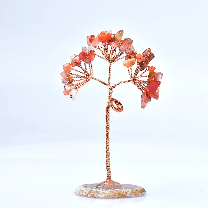 Natural Crystal Tree Amethyst Rose Quartz Olivine Lucky Tree Decor Agate Slices Gravle Stone Mineral Ornaments Home Decor Gifts
