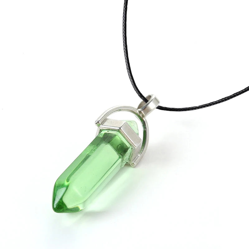 2025 Hexagonal Column Quartz Necklaces Turquoises Pink Crystal Pendent Necklace for Women Chain Natural Stone Choker Jewelry