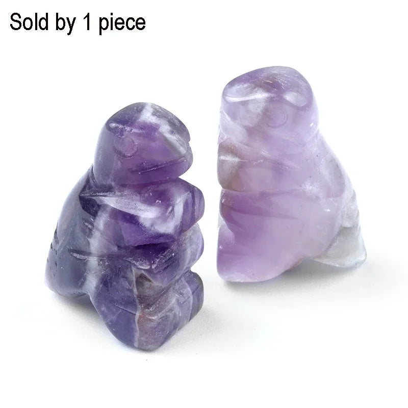 Mini Size Natural Chakra Semi-Precious Stone Dinosaur Home Decor Quartz Amethyst Crystal Reiki Healing Animal Figurine Ornaments