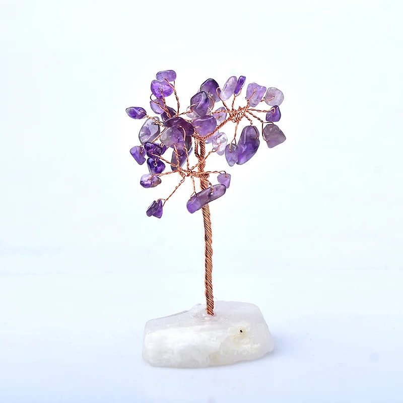 Natural Crystal Tree Amethyst Rose Quartz Olivine Lucky Tree Decor Agate Slices Gravle Stone Mineral Ornaments Home Decor Gifts