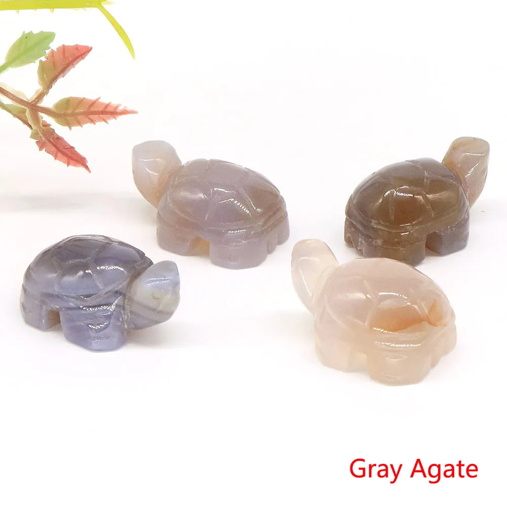 1.2" Turtle Tortoise Statue Natural Amethyst Stone Carved Reiki Healing Crystal Animal Figurine Crafts Home Decoration Wholesale