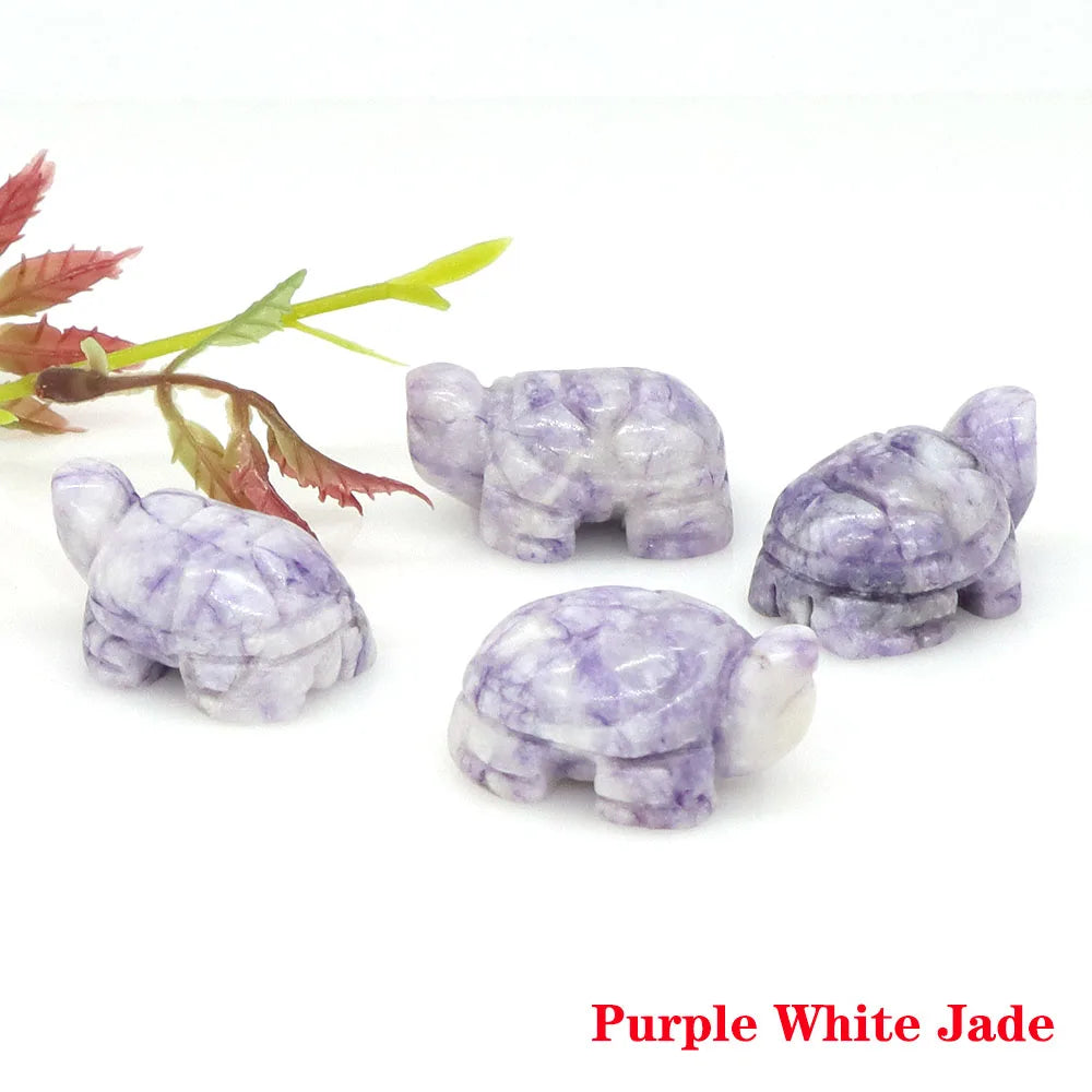 1.2" Turtle Tortoise Statue Natural Amethyst Stone Carved Reiki Healing Crystal Animal Figurine Crafts Home Decoration Wholesale