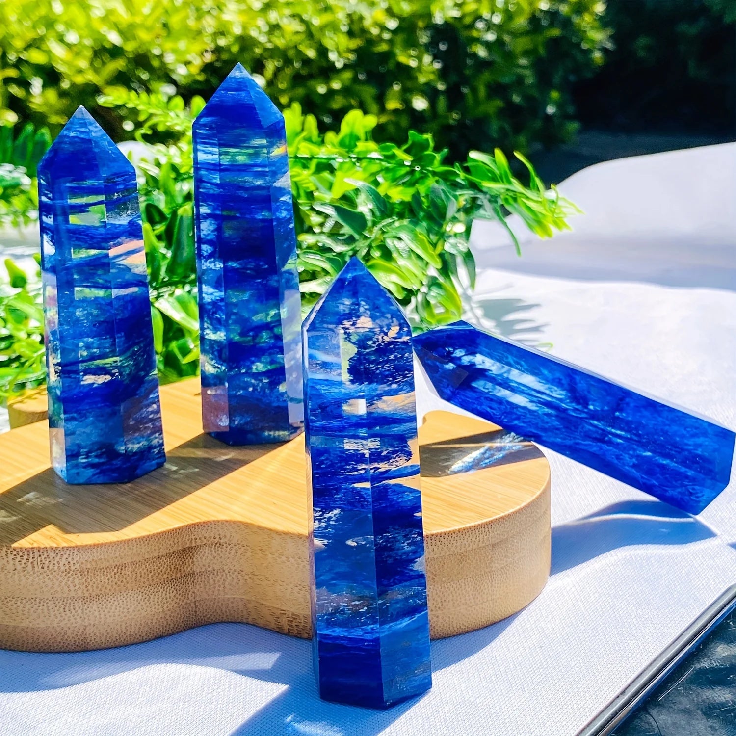 Clear Blue Smelt Quartz Tower, Blue Smelting Crystal Obelisk, Crystal Quartz Tower/Wand, Crystal Chakra Gemstone Tower C399